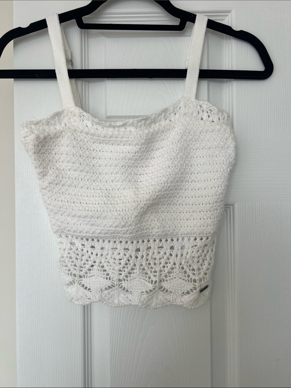 Hollister White Crochet Knit Camisole Tank